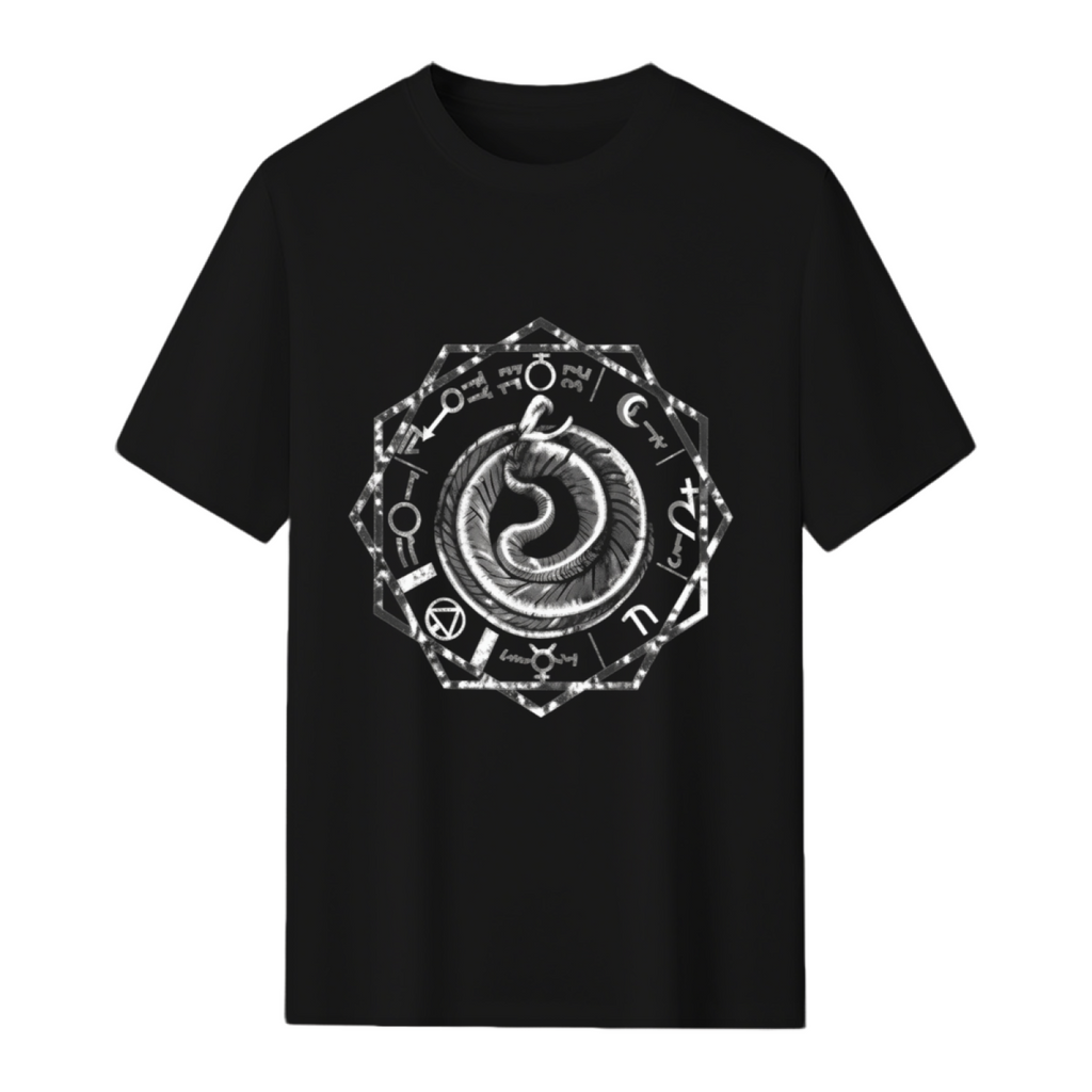 Serpent Magic Skeleton Sacred Geometry Graphic T-Shirt
