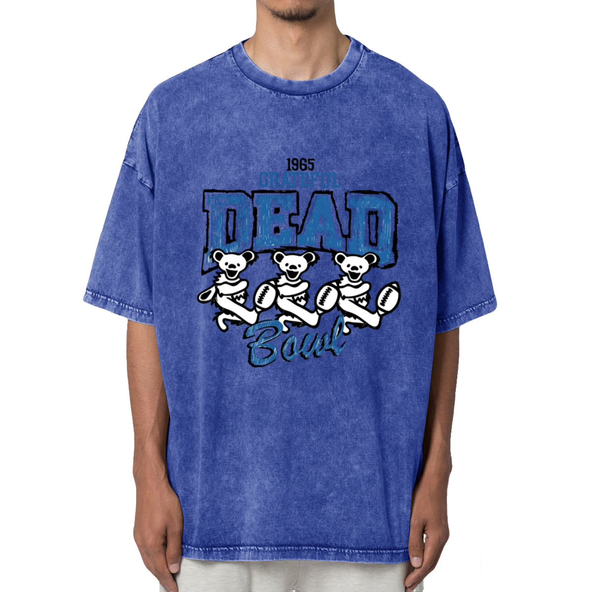 Grateful Dead Bear Football Washed Graphic T-Shirt