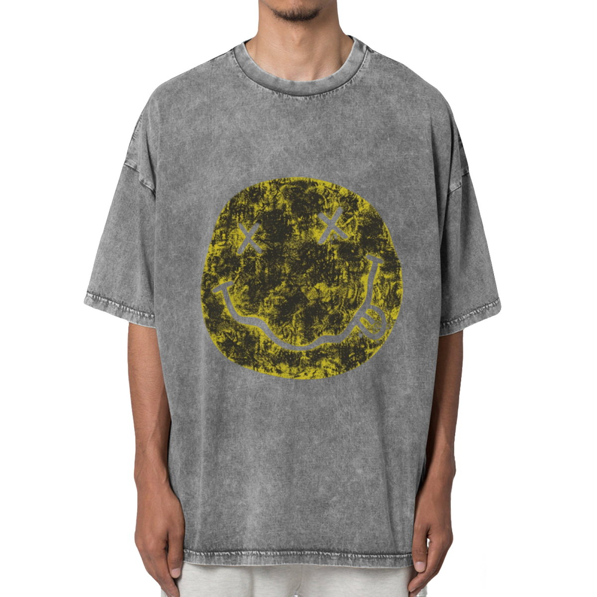 Nirvana Distressed Smiley Washed Graphic Tee