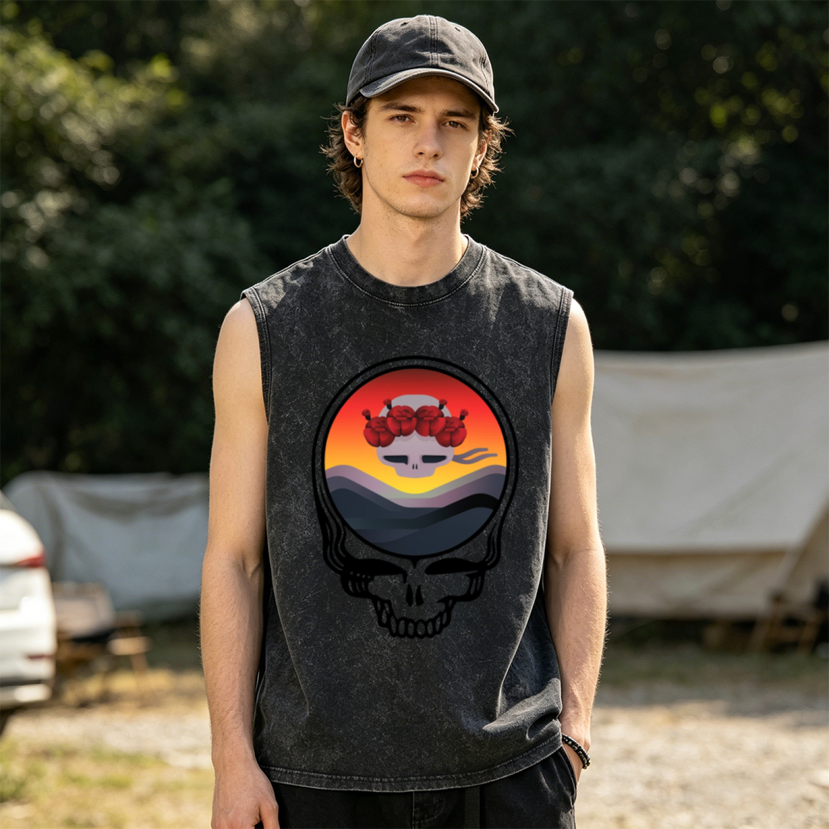 Grateful Dead-themed washed graphic tank top product image