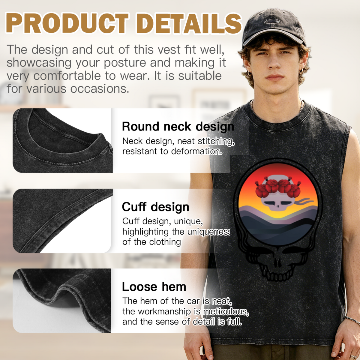 Grateful Dead-themed washed graphic tank top product image