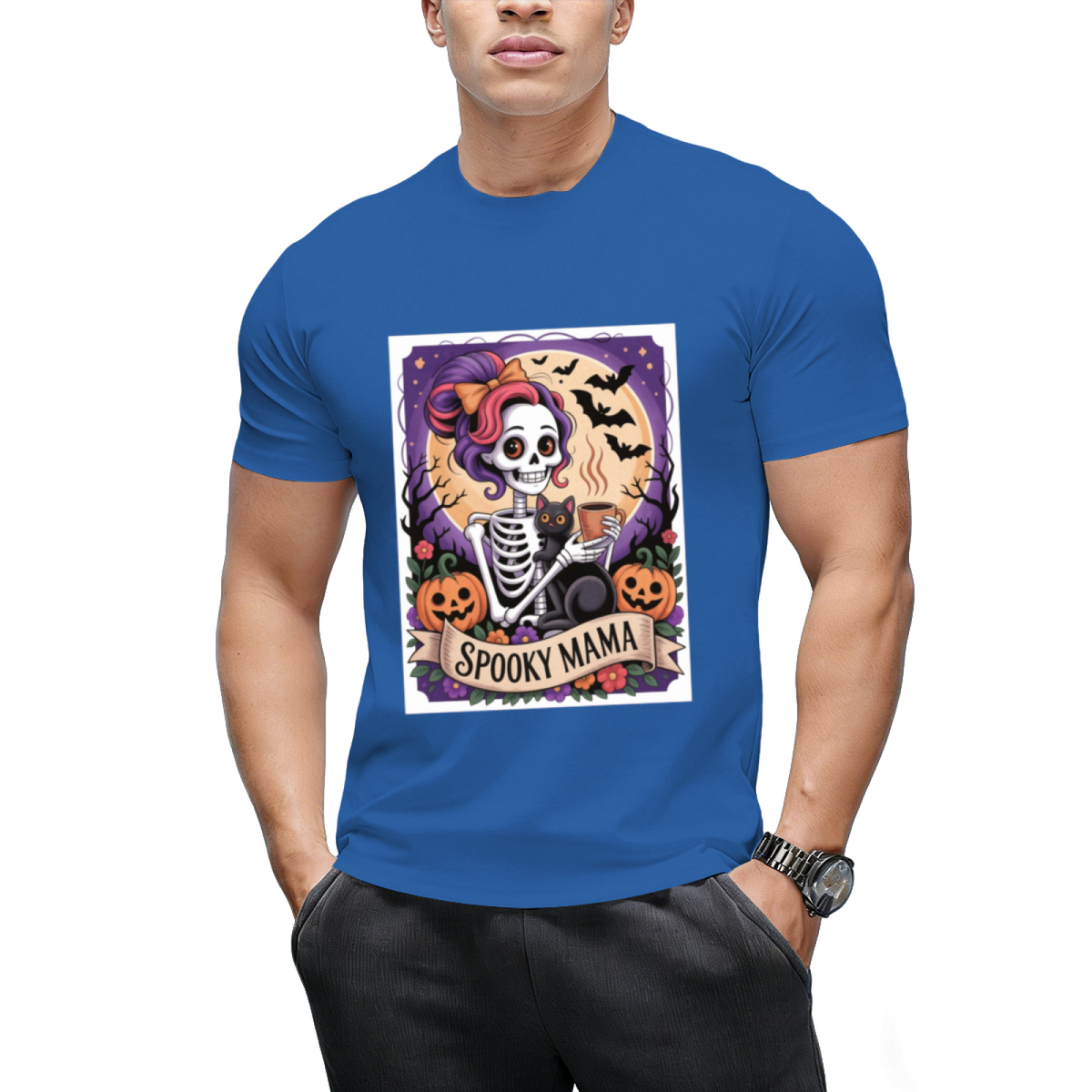 Spooky Mama Tarot Card and Black Cat Graphic T-Shirt