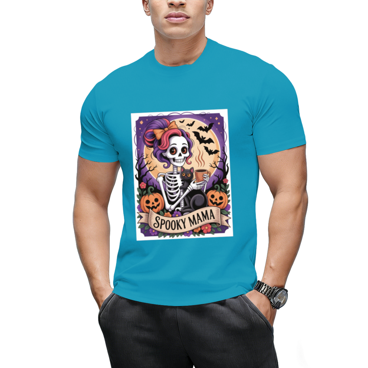 Spooky Mama Tarot Card and Black Cat Graphic T-Shirt