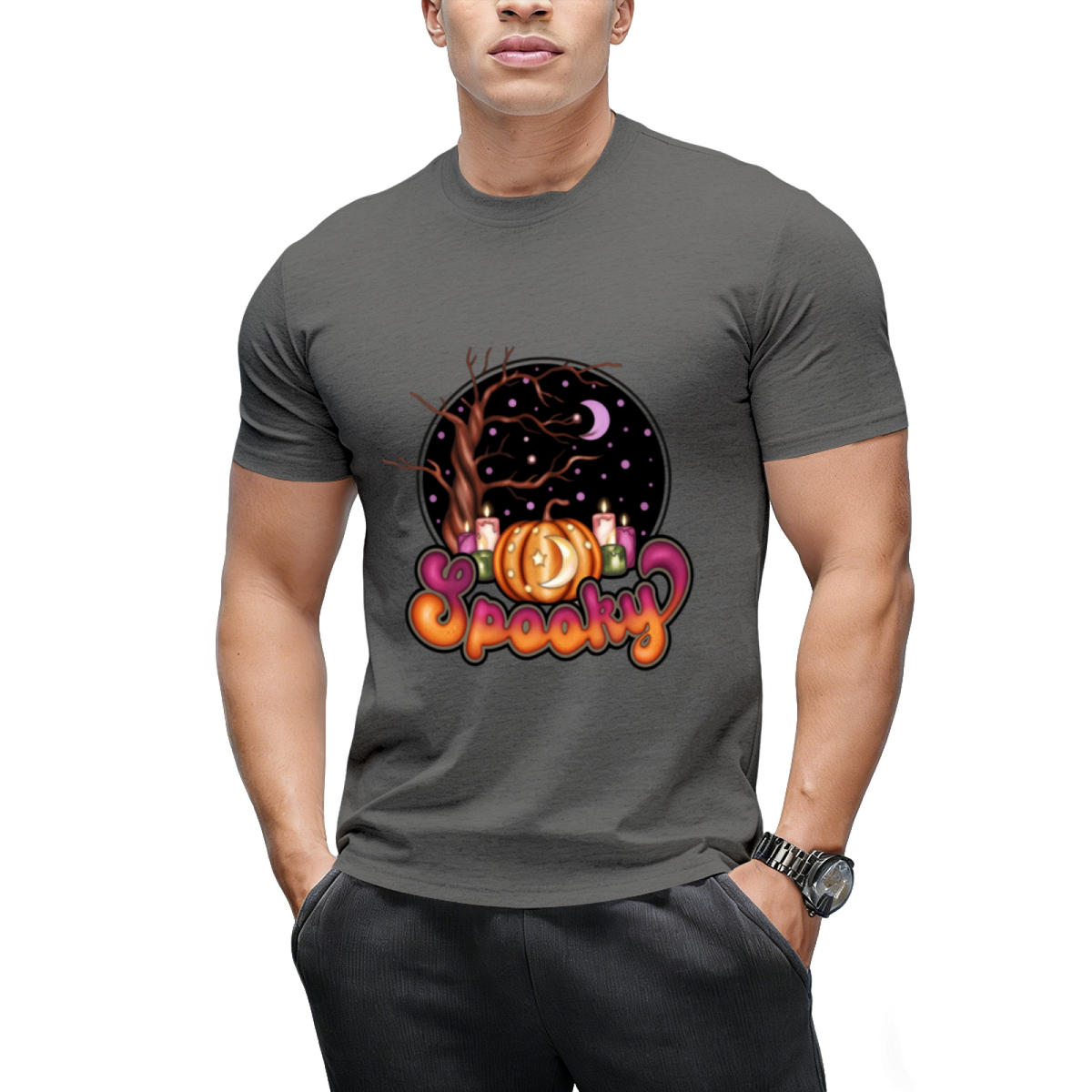 Spooky Retro Halloween Design Graphic T-Shirt