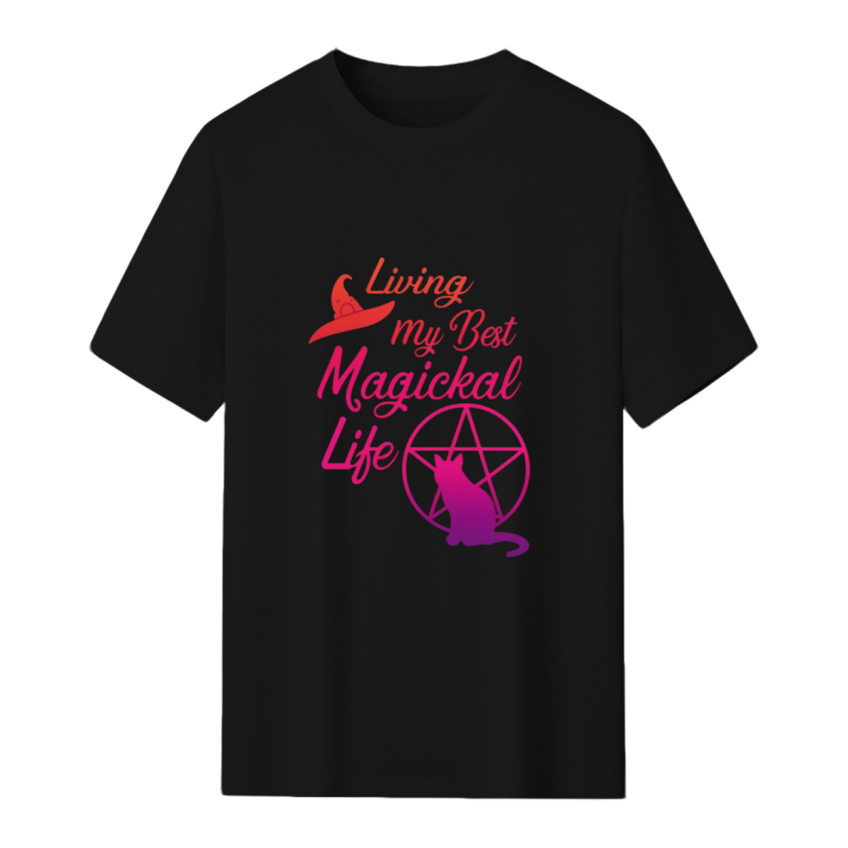Living My Best Magickal Life Rainbow Pentacle Graphic T-Shirt