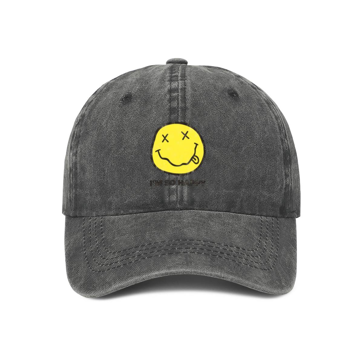 Nirvana I’m So Happy Graphic Washed Baseball Cap