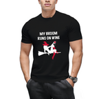 My Broomstick Runs on Wine Halloween Graphic T-Shirt