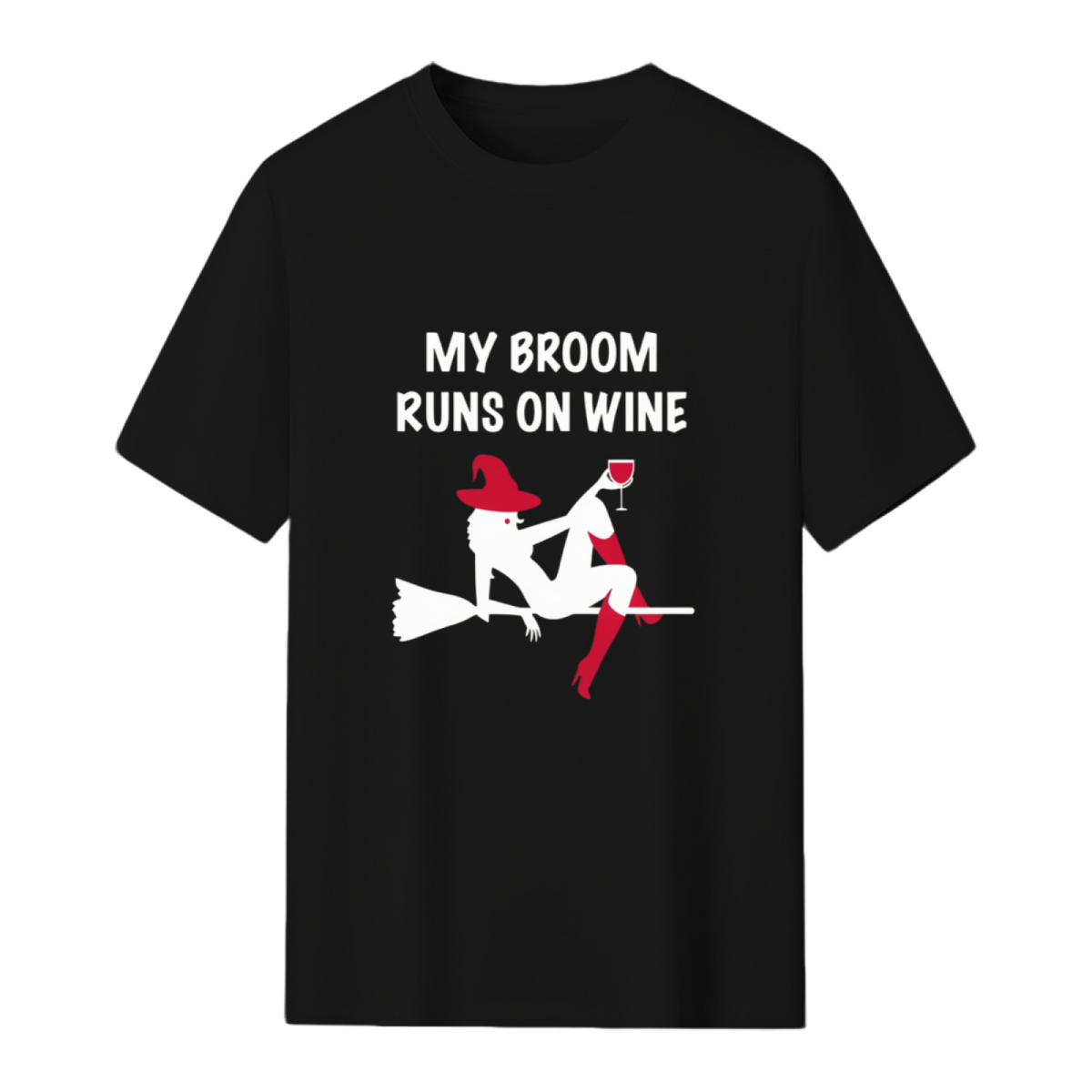 My Broomstick Runs on Wine Halloween Graphic T-Shirt
