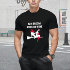 My Broomstick Runs on Wine Halloween Graphic T-Shirt