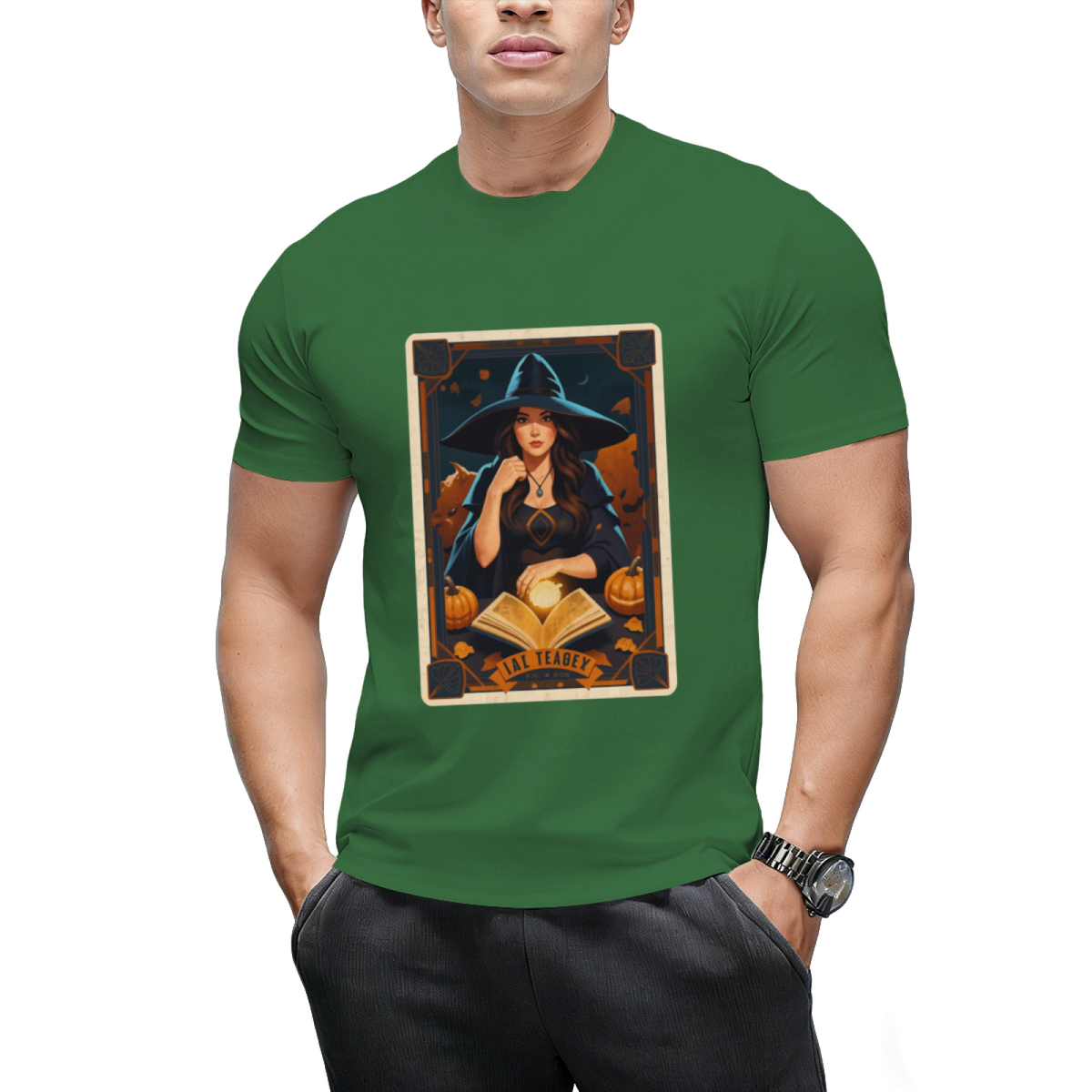 The Reader Vintage Witch Halloween Tarot Card Graphic T-Shirt