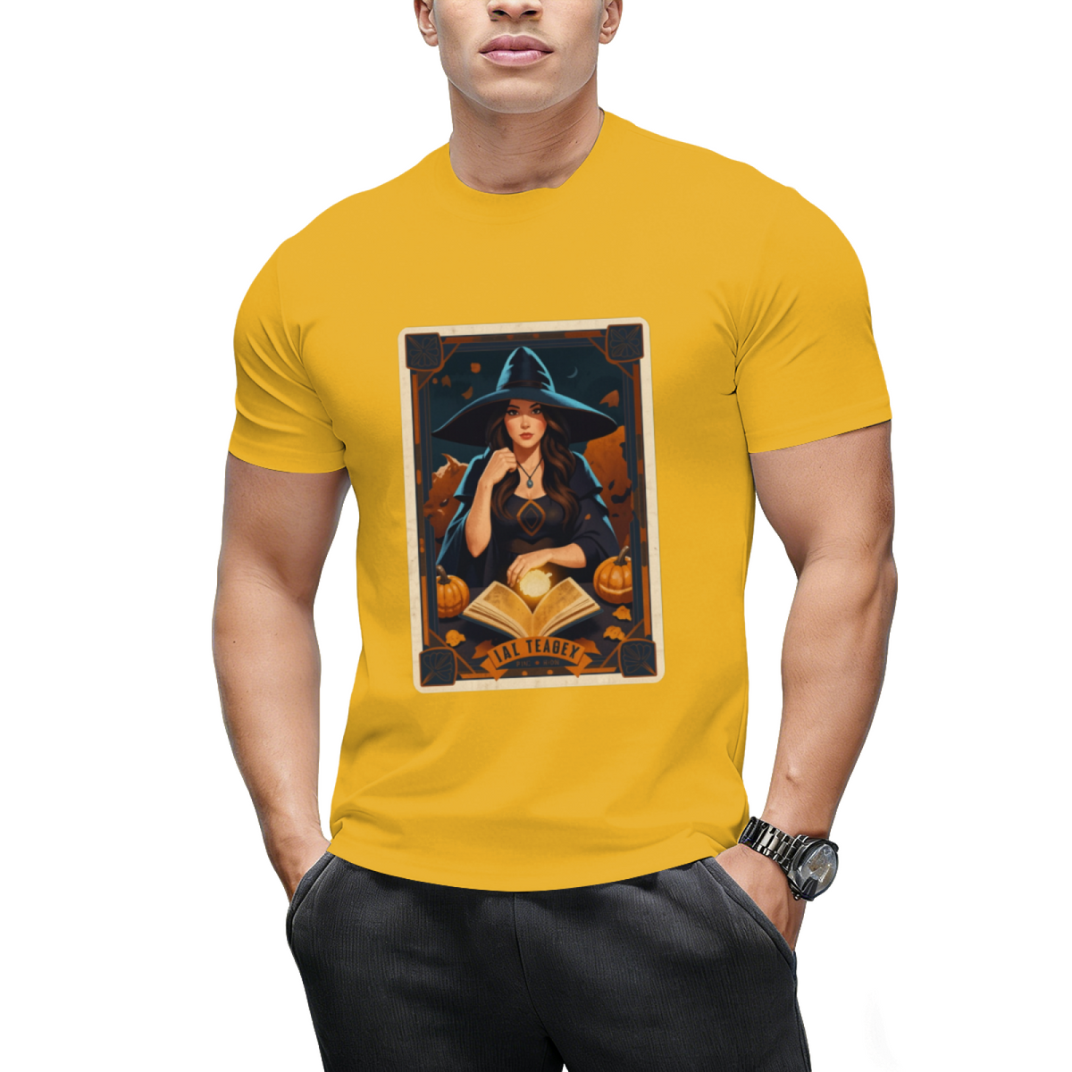The Reader Vintage Witch Halloween Tarot Card Graphic T-Shirt