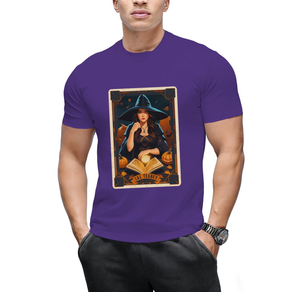 The Reader Vintage Witch Halloween Tarot Card Graphic T-Shirt