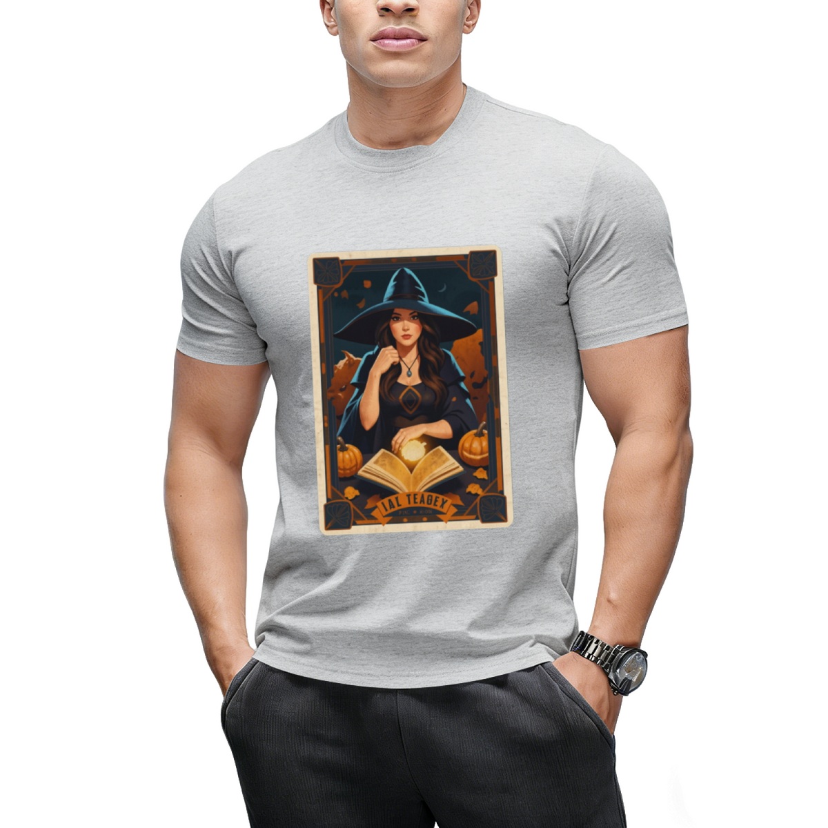 The Reader Vintage Witch Halloween Tarot Card Graphic T-Shirt