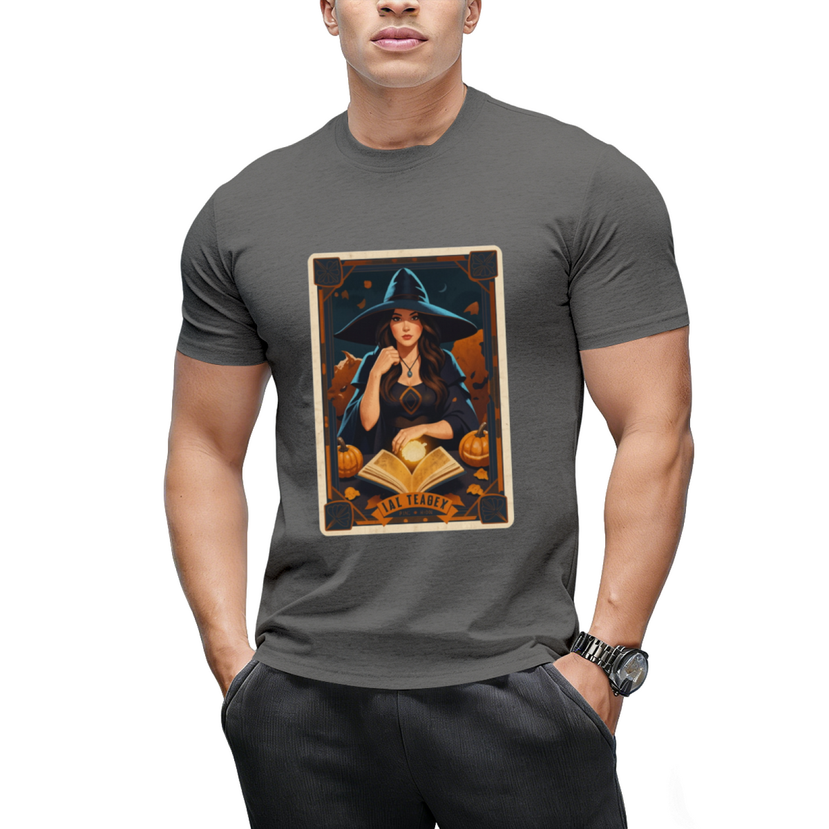 The Reader Vintage Witch Halloween Tarot Card Graphic T-Shirt
