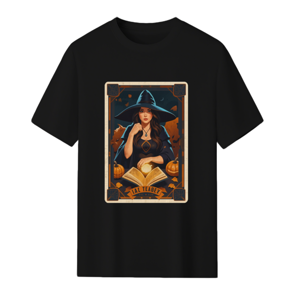 The Reader Vintage Witch Halloween Tarot Card Graphic T-Shirt