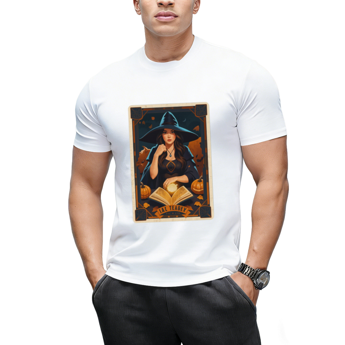 The Reader Vintage Witch Halloween Tarot Card Graphic T-Shirt