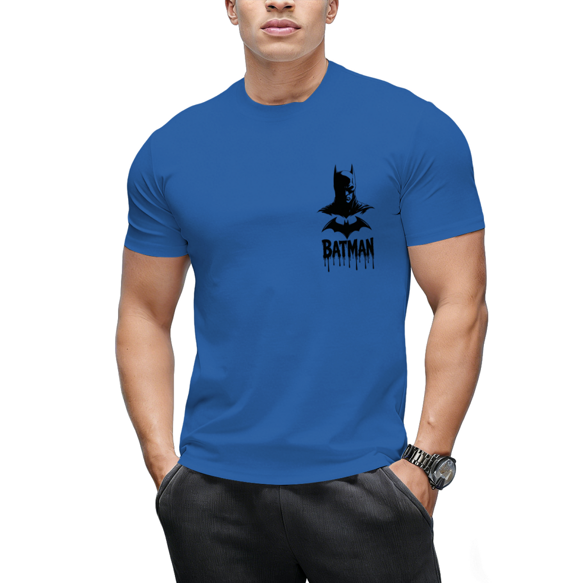 Personalized Batman Chest Graphic Tee - Minimalist Drip Art