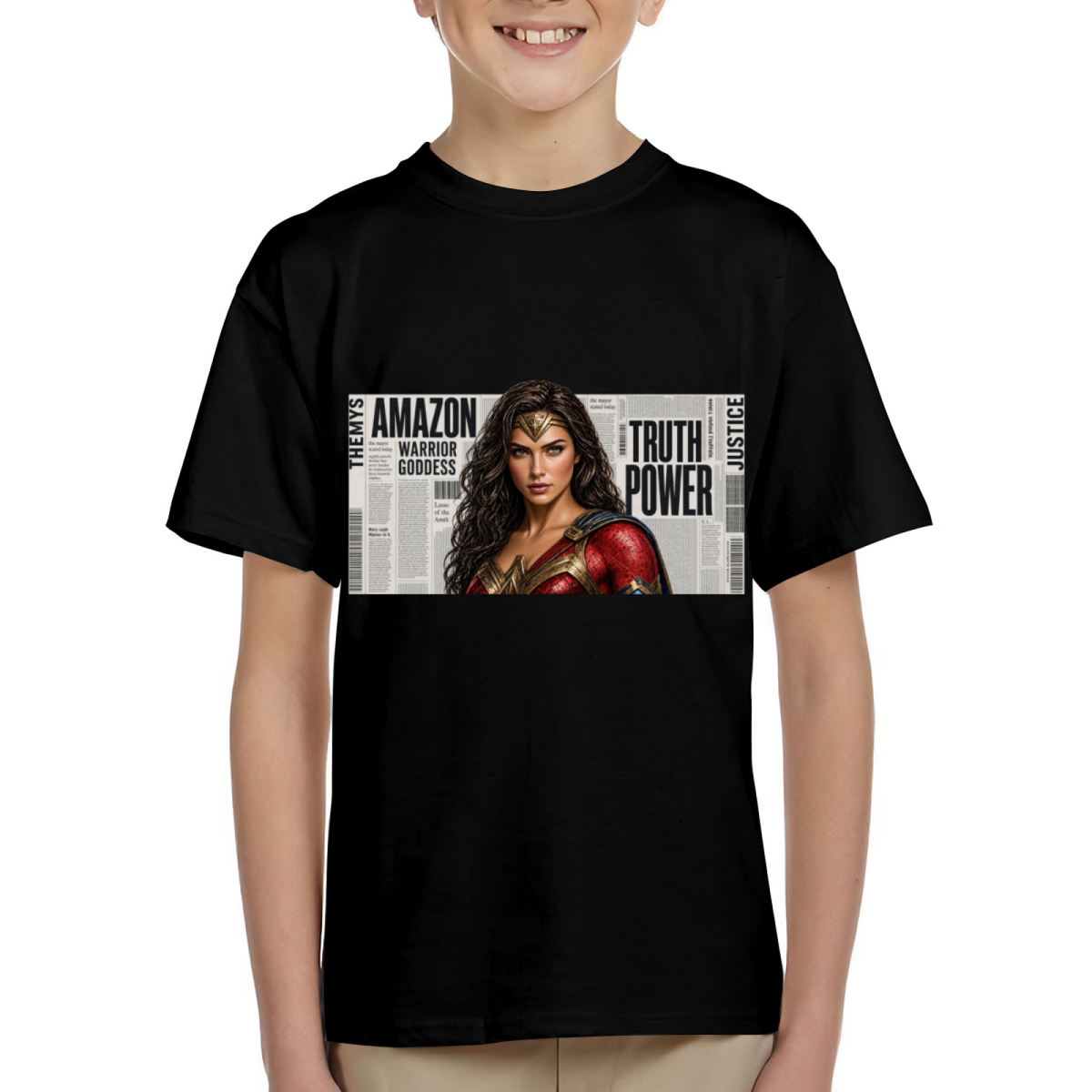 Warrior Newspaper Art Kid's T-Shirt for Casual Outings