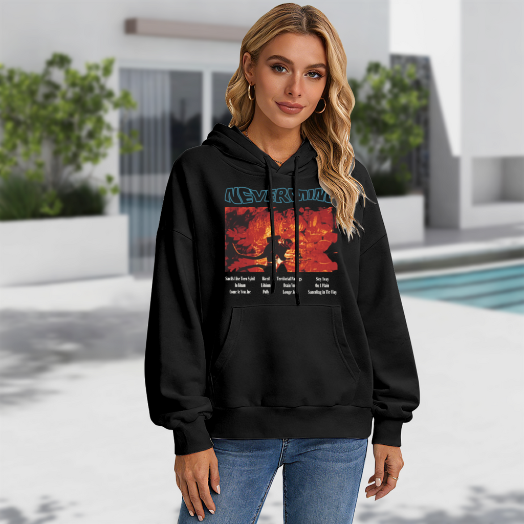 Hoodie product image with nevermind red art tracklist artwork
