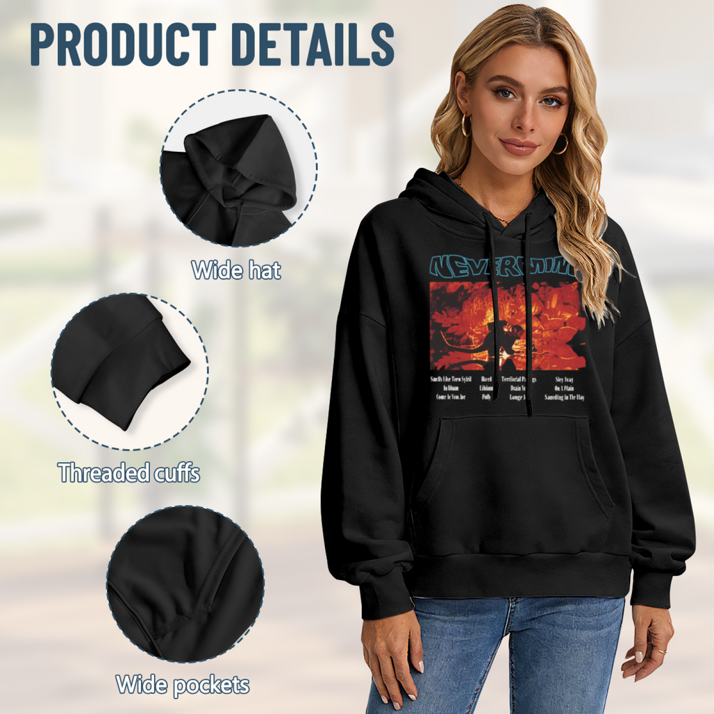 Hoodie product image with nevermind red art tracklist artwork