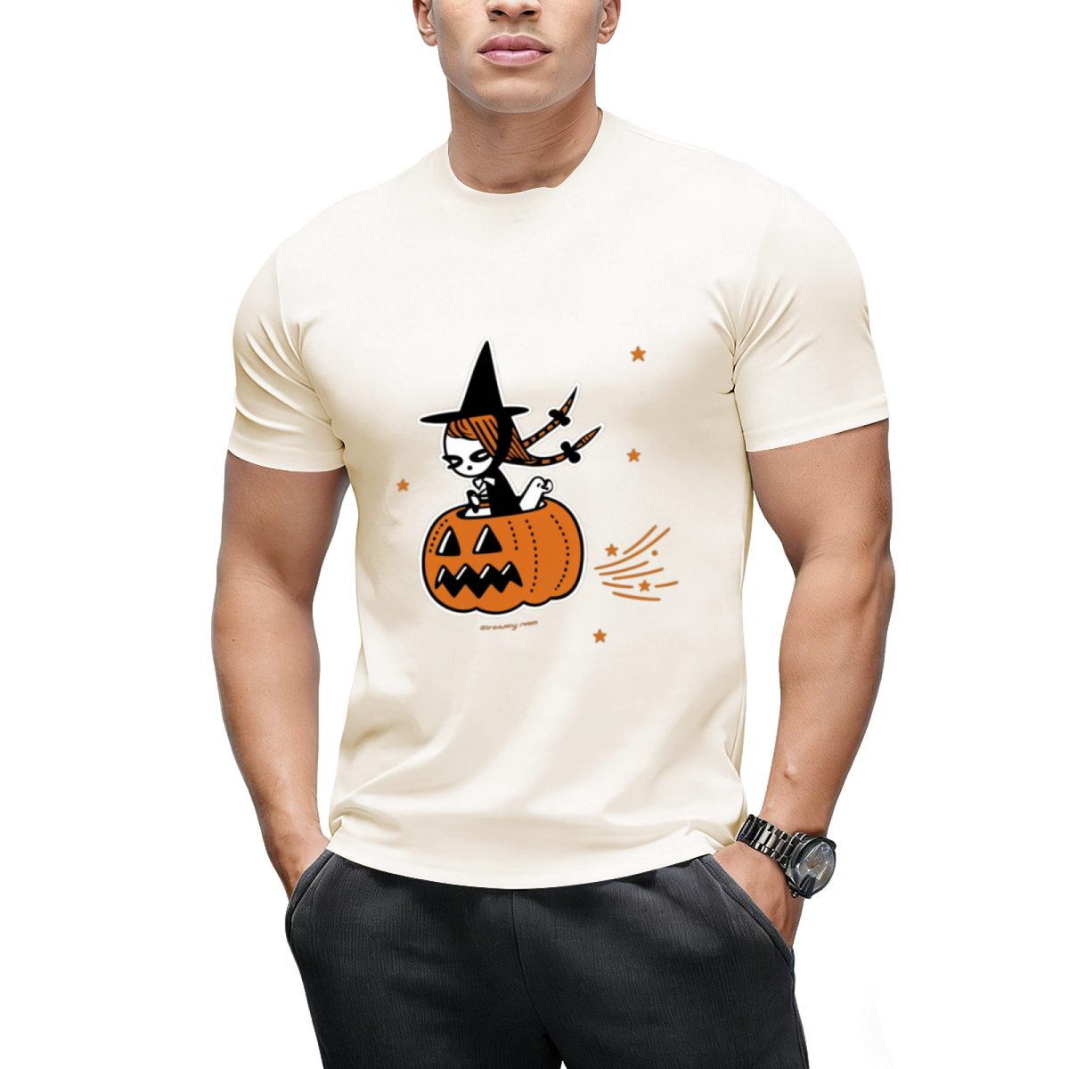 The Pumpkin Riding Witch Graphic T-Shirt