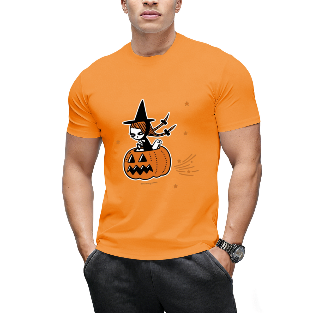 The Pumpkin Riding Witch Graphic T-Shirt