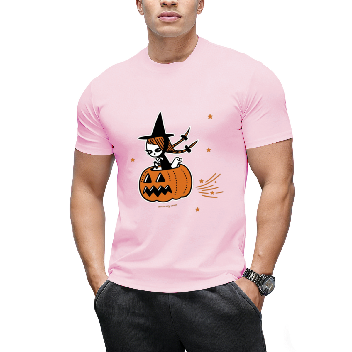 The Pumpkin Riding Witch Graphic T-Shirt