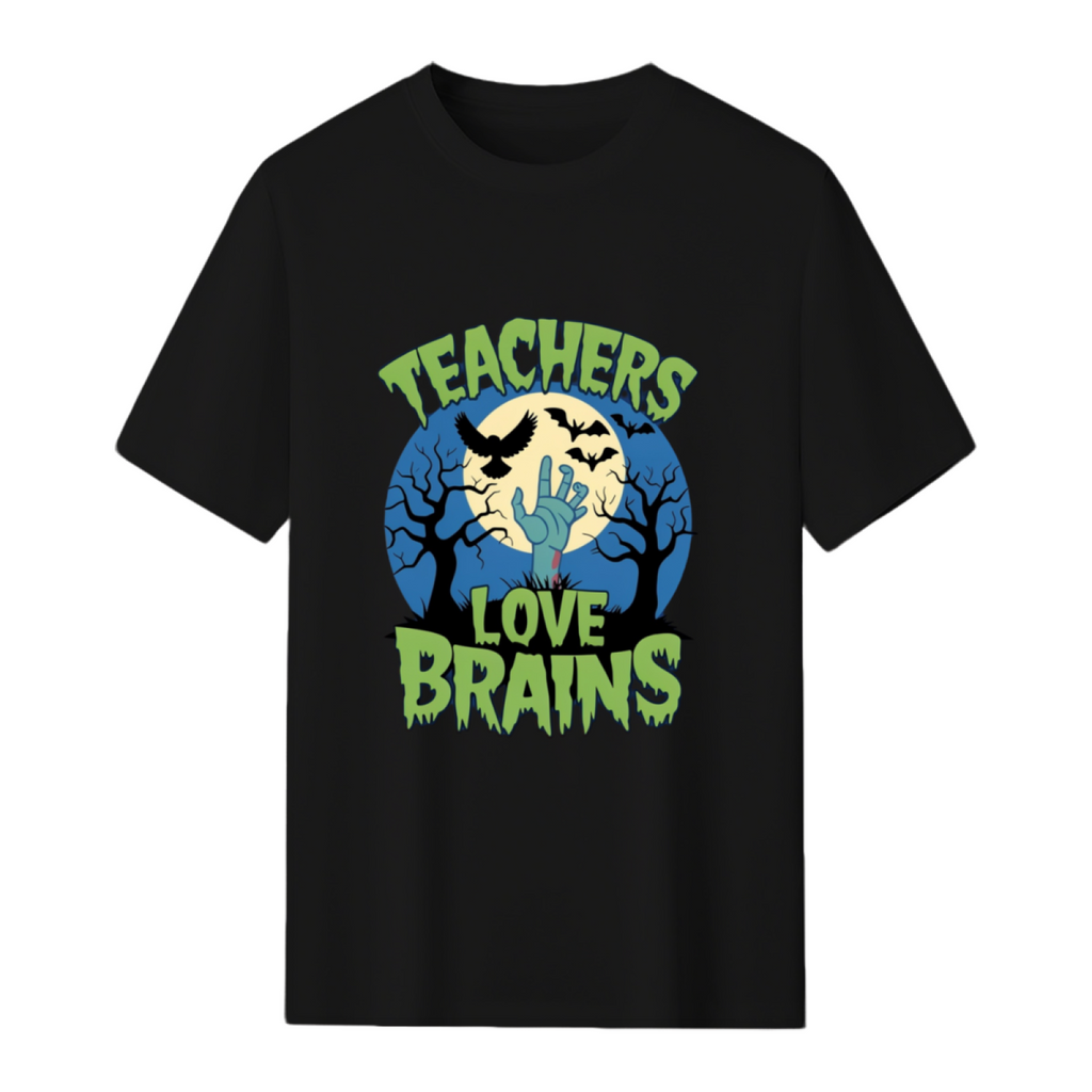 Teachers Love Brains Zombie Halloween Graphic T-Shirt
