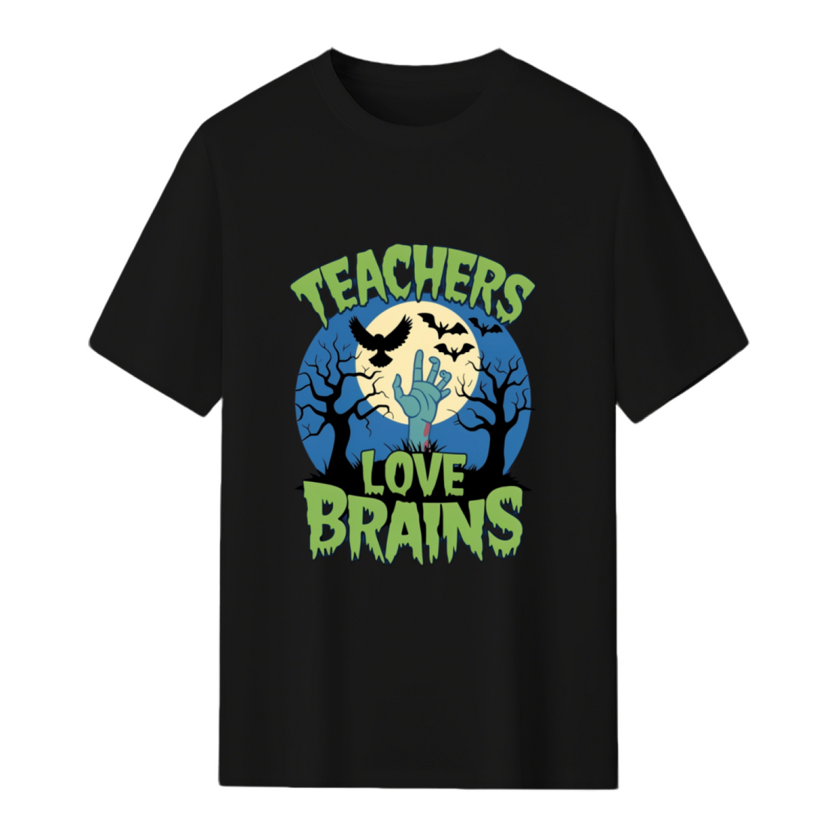 Teachers Love Brains Zombie Halloween Graphic T-Shirt