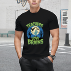 Teachers Love Brains Zombie Halloween Graphic T-Shirt