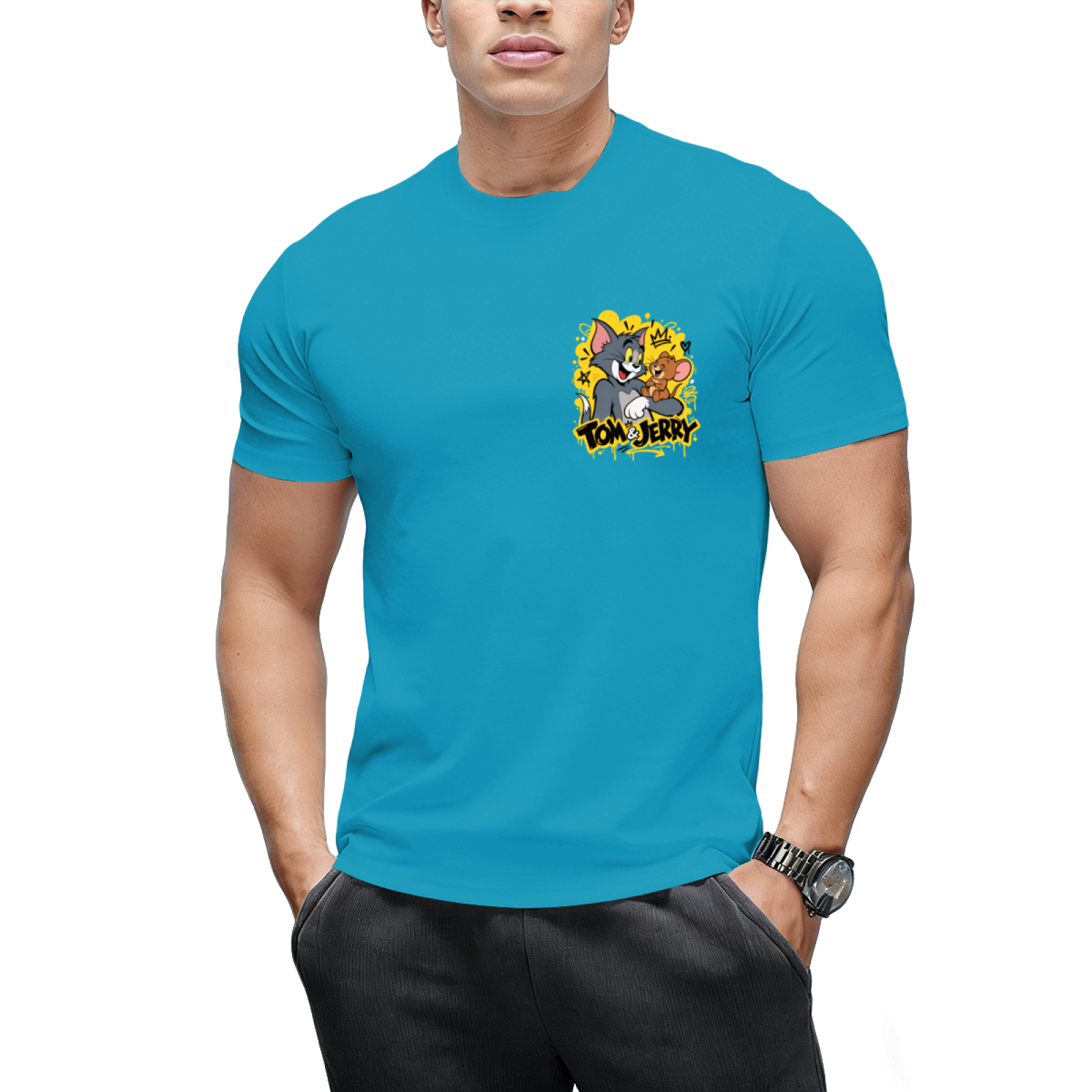 Tom and Jerry High-Five "Smile More" Streetwear T-Shirt