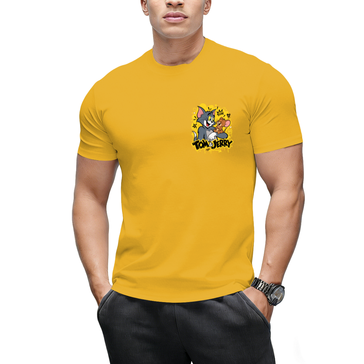 Tom and Jerry High-Five "Smile More" Streetwear T-Shirt