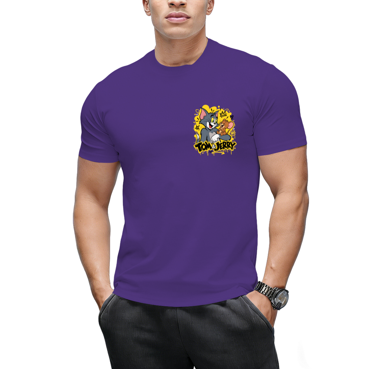 Tom and Jerry High-Five "Smile More" Streetwear T-Shirt