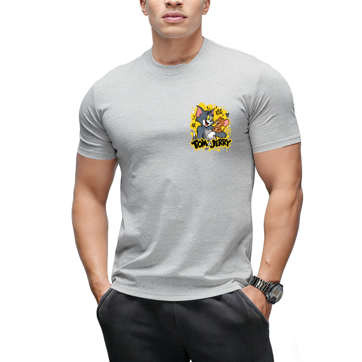 Tom and Jerry High-Five "Smile More" Streetwear T-Shirt