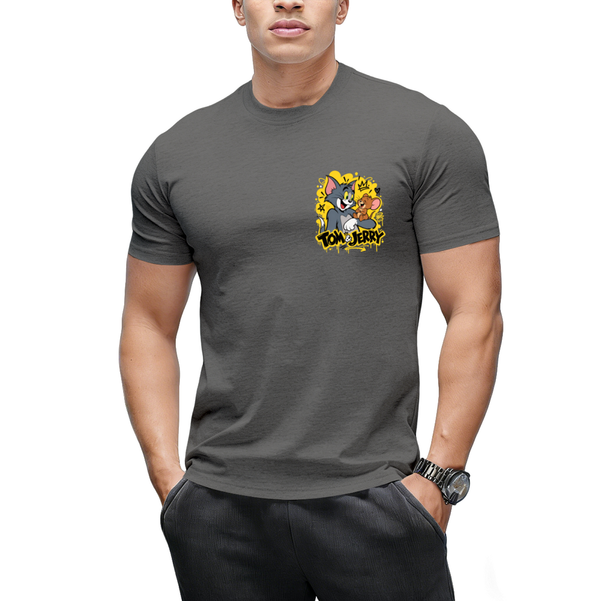 Tom and Jerry High-Five "Smile More" Streetwear T-Shirt