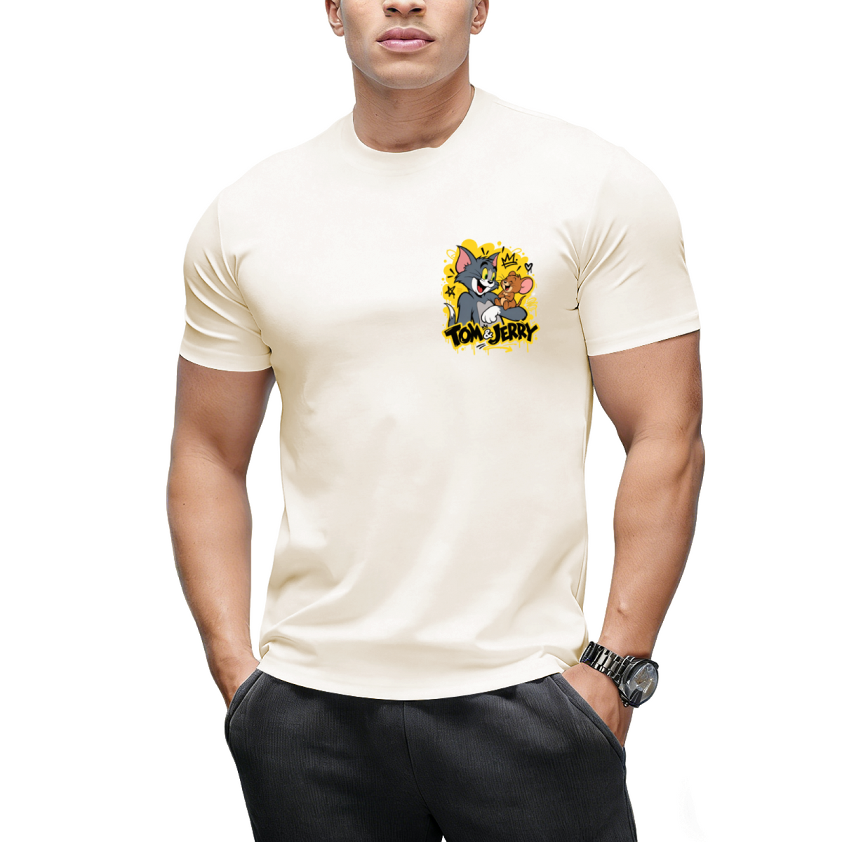 Tom and Jerry High-Five "Smile More" Streetwear T-Shirt
