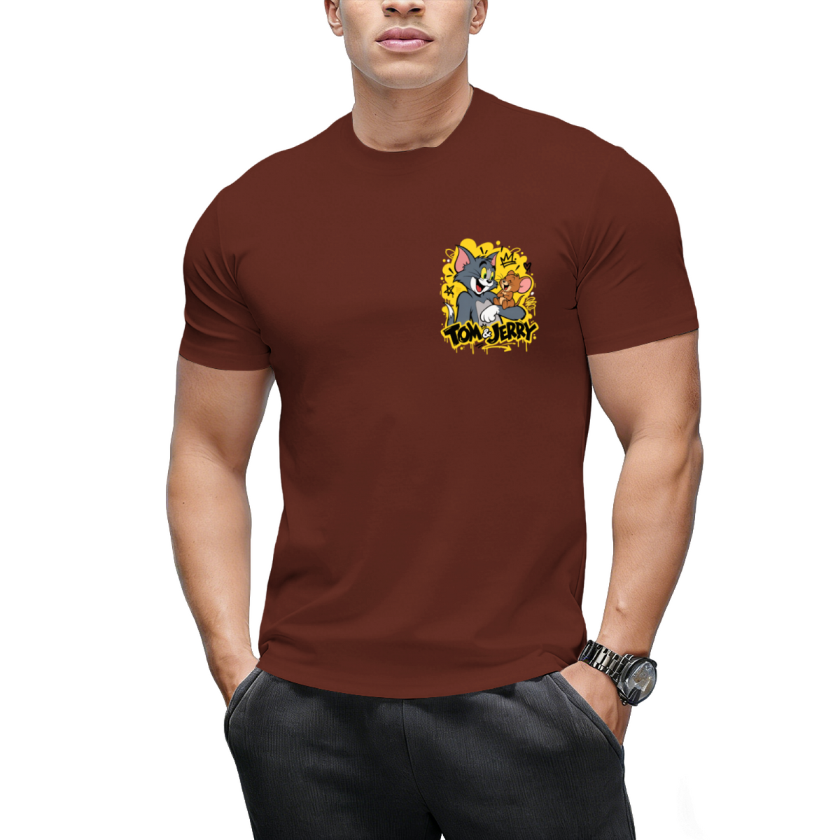 Tom and Jerry High-Five "Smile More" Streetwear T-Shirt