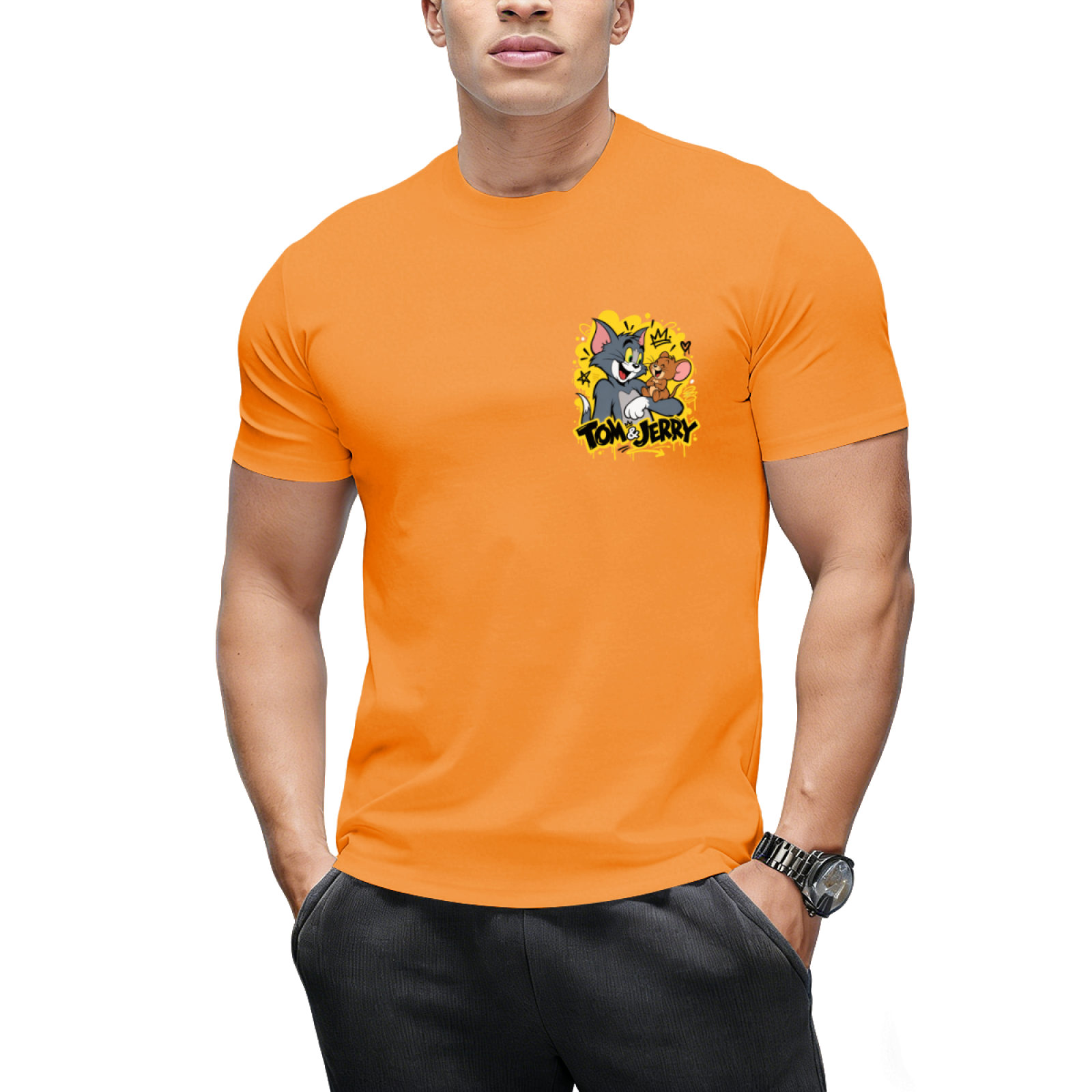 Tom and Jerry High-Five "Smile More" Streetwear T-Shirt