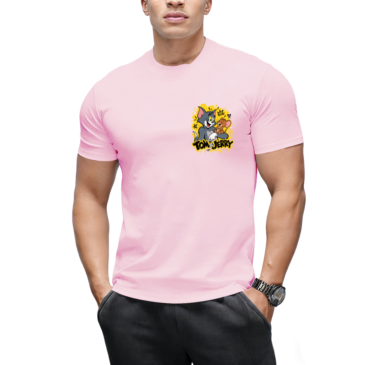 Tom and Jerry High-Five "Smile More" Streetwear T-Shirt