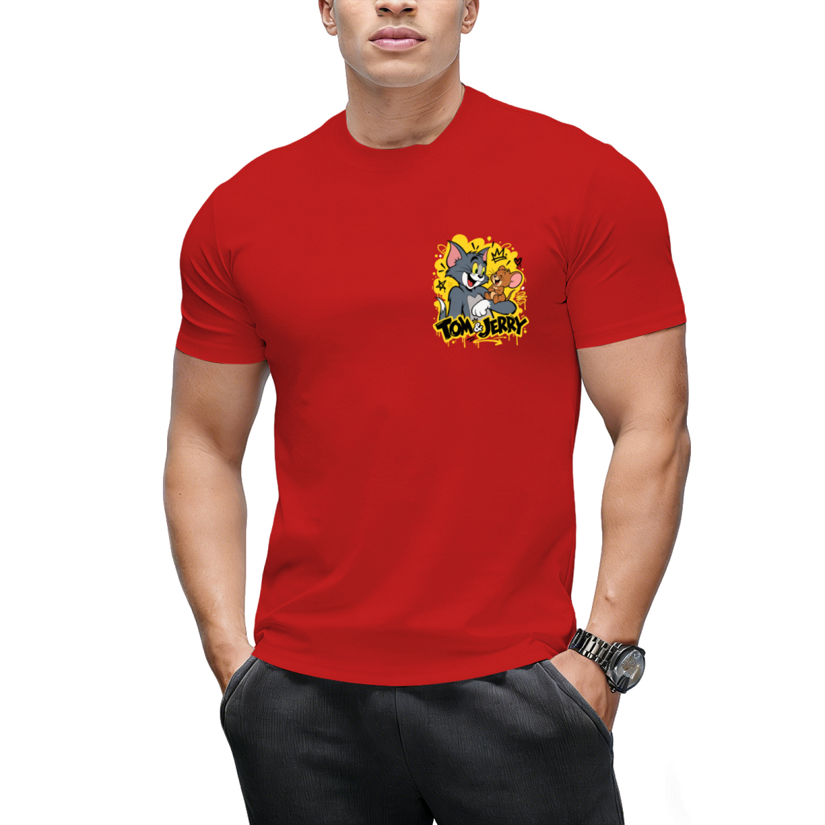 Tom and Jerry High-Five "Smile More" Streetwear T-Shirt