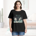 Graphic T-shirt product image with blue tinted band photo artwork