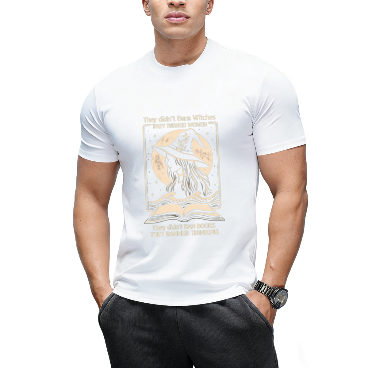 They Didn't Burn Witches They Didn't Ban Books , They Banned Thinking Graphic T-Shirt
