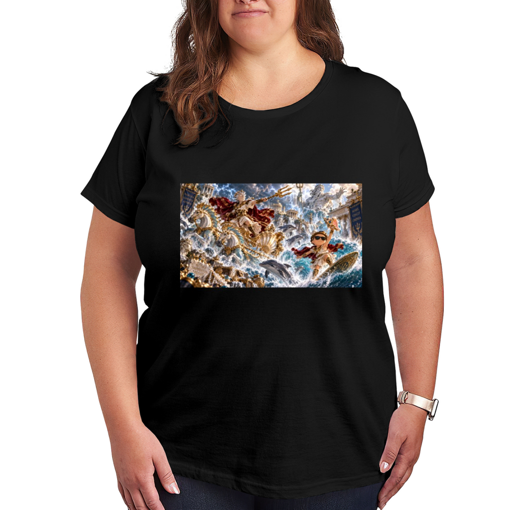 Golden Trident Sea Clash Women's T-Shirt for Summer