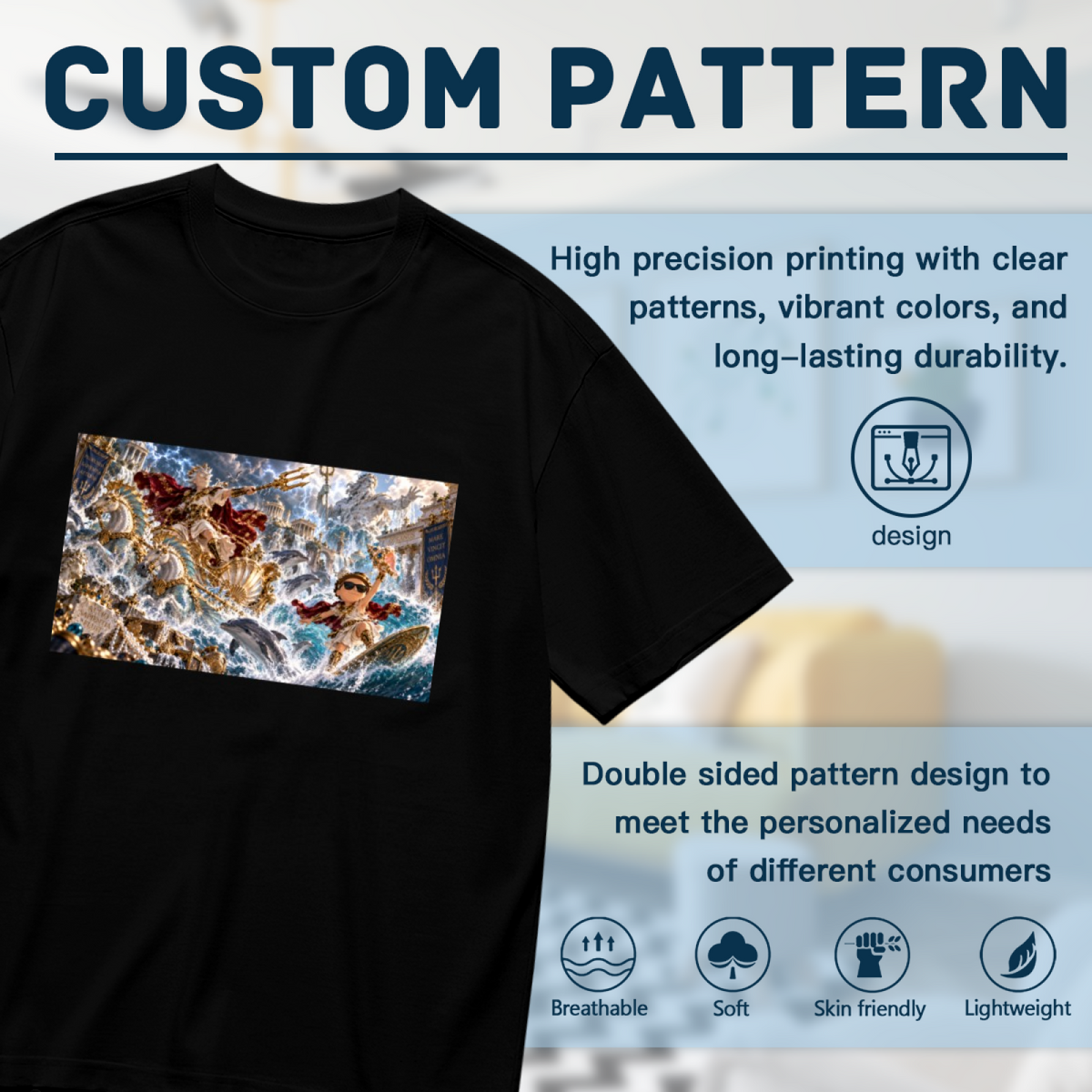 Golden Trident Sea Clash Women's T-Shirt for Summer