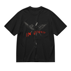Graphic T-shirt product image with in utero dark angel red lettering artwork