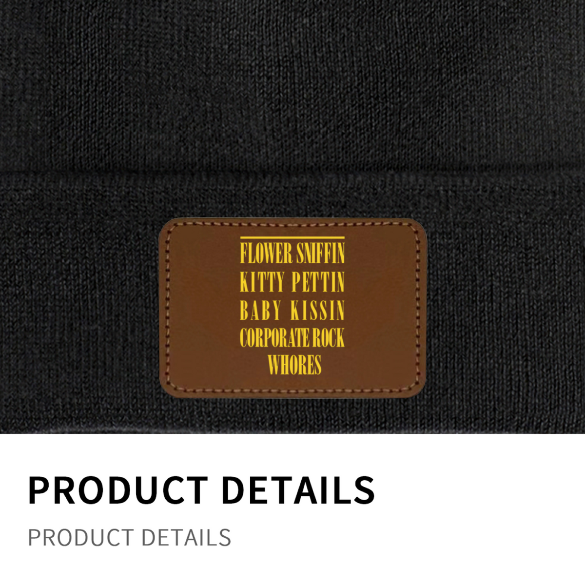 Nirvana Smiley Face Graphic Knit Beanie – Nirvana-themed rectangular patch beanie product image, Red option
