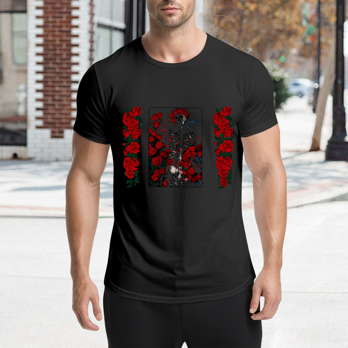 Grateful Dead Woodcut Wheel Roses graphic T-shirt product image