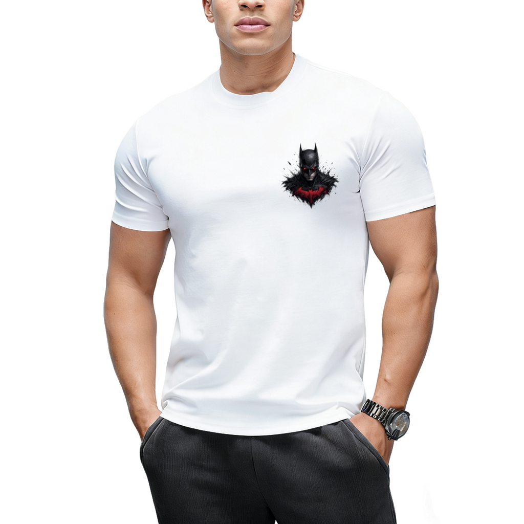 Red Bat Chest Portrait Men's T-Shirt for Casual Style