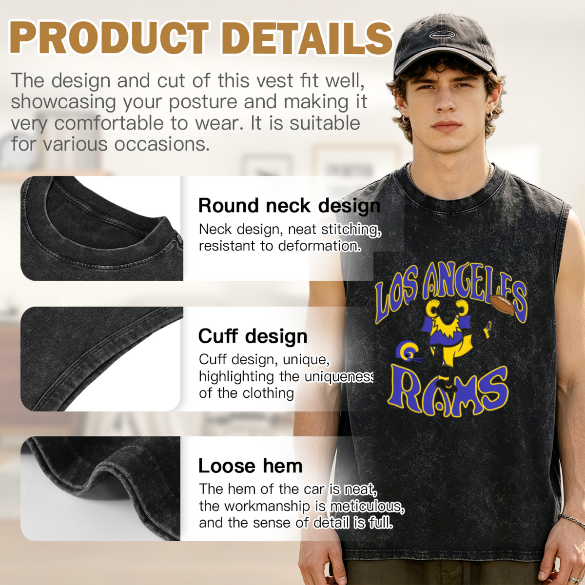 Grateful Dead washed graphic tank top with Homage Los Angeles Rams graphic