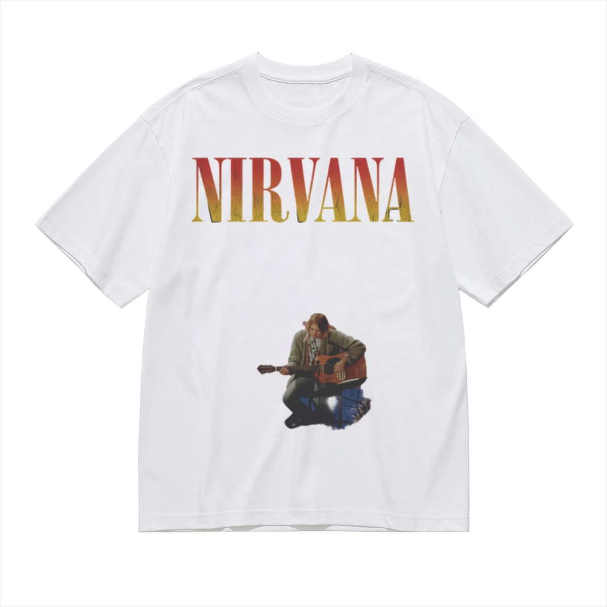 Nirvana Kurt Cobain Acoustic Guitar Graphic T-Shirt